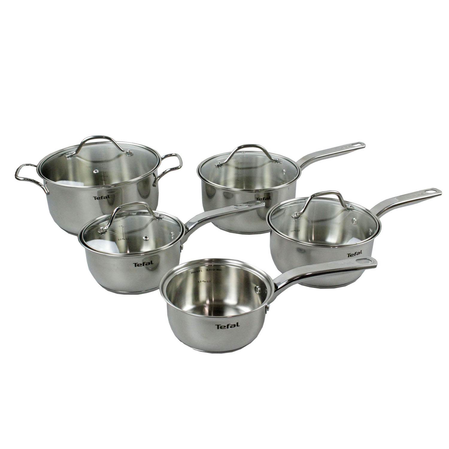 Tefal Intuition 5pc Non Stick Stainless Steel Milk Pan Saucepans Stock